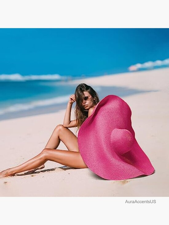 Oversized Wide Brim Floppy Sun Hat for Women - Foldable Straw Beach Cap main image 6